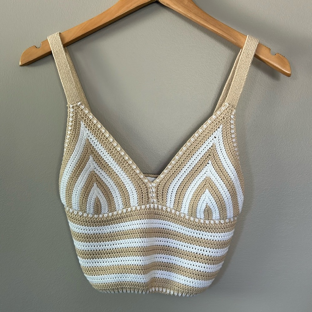 Willow & Wind Knit Crochet Cropped Tank Top‎ Sz S